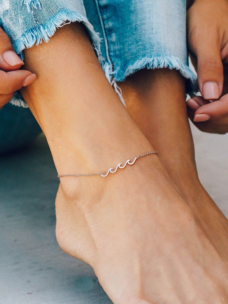 Silver cheap wave anklet